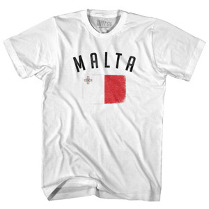 Malta Country Flag Heritage Womens Cotton Junior Cut T-Shirt - White Malta Country Flag Heritage Womens Cotton Junior Cut T-Shirt - White