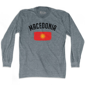 Macedonia Country Flag Heritage Adult Tri-Blend Long Sleeve T-shirt - Athletic Grey
