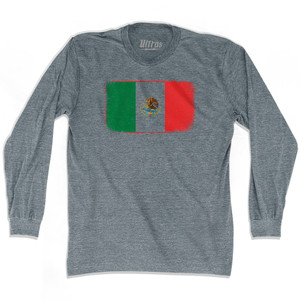 Mexico Country Flag Adult Tri-Blend Long Sleeve T-shirt - Athletic Grey Mexico Country Flag Adult Tri-Blend Long Sleeve T-shirt - Athletic Grey