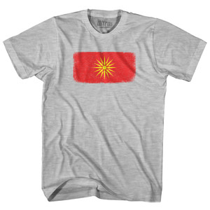 Macedonia Country Flag Adult Cotton T-shirt - Grey Heather