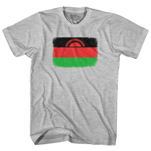 Malawi Country Flag Adult Cotton T-shirt - Grey Heather