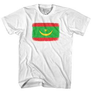 Mauritania Country Flag Adult Cotton T-shirt - White