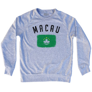 Macau Country Flag Heritage Adult Tri-Blend Sweatshirt - Heather Grey Macau Country Flag Heritage Adult Tri-Blend Sweatshirt - Heather Grey