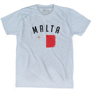 Malta Country Flag Heritage Adult Tri-Blend T-shirt - Athletic White