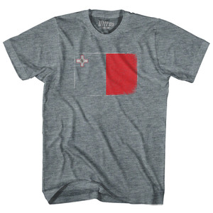 Malta Country Flag Adult Tri-Blend T-shirt - Athletic Grey