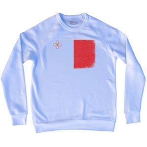 Malta Country Flag Adult Tri-Blend Sweatshirt - White