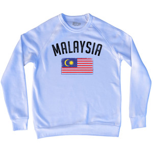 Malaysia Country Flag Heritage Adult Tri-Blend Sweatshirt - White Malaysia Country Flag Heritage Adult Tri-Blend Sweatshirt - White