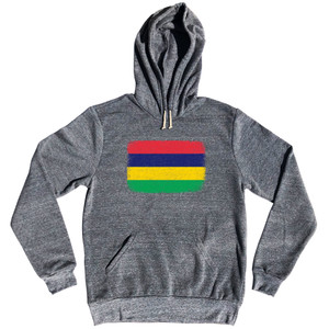 Mauritius Country Flag Tri-Blend Hoodie - Athletic Grey