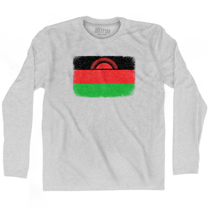 Malawi Country Flag Adult Cotton Long Sleeve T-shirt - Grey Heather Malawi Country Flag Adult Cotton Long Sleeve T-shirt - Grey Heather