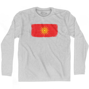 Macedonia Country Flag Adult Cotton Long Sleeve T-shirt - Grey Heather Macedonia Country Flag Adult Cotton Long Sleeve T-shirt - Grey Heather