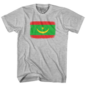 Mauritania Country Flag Adult Cotton T-shirt - Grey Heather