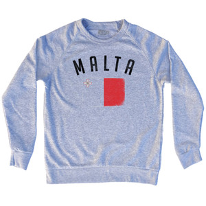 Malta Country Flag Heritage Adult Tri-Blend Sweatshirt - Heather Grey Malta Country Flag Heritage Adult Tri-Blend Sweatshirt - Heather Grey