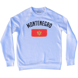 Montenegro Country Flag Heritage Adult Tri-Blend Sweatshirt - White