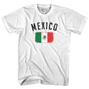 Mexico Country Flag Heritage Adult Cotton T-shirt - White Mexico Country Flag Heritage Adult Cotton T-shirt - White