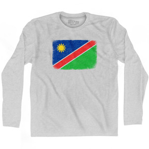 Namibia Country Flag Adult Cotton Long Sleeve T-shirt - Grey Heather