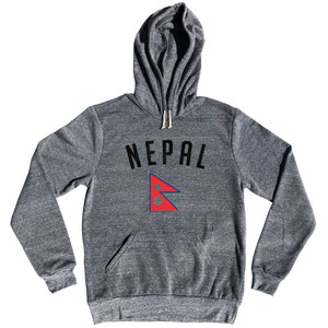 Nepal Country Flag Heritage Tri-Blend Hoodie - Athletic Grey