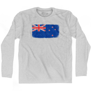 New Zealand Country Flag Adult Cotton Long Sleeve T-shirt - Grey Heather New Zealand Country Flag Adult Cotton Long Sleeve T-shirt - Grey Heather