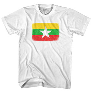 Myanmar Country Flag Adult Cotton T-shirt - White Myanmar Country Flag Adult Cotton T-shirt - White