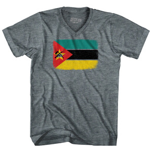 Mozambique Country Flag Tri-Blend V-neck Womens Junior Cut T-shirt - Athletic Grey Mozambique Country Flag Tri-Blend V-neck Womens Junior Cut T-shirt - Athletic Grey