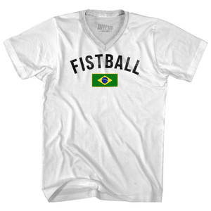 Brazil Fistball Country Flag Adult Tri-Blend V-neck T-shirt - White Brazil Fistball Country Flag Adult Tri-Blend V-neck T-shirt - White