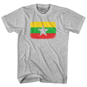 Myanmar Country Flag Adult Cotton T-shirt - Grey Heather Myanmar Country Flag Adult Cotton T-shirt - Grey Heather