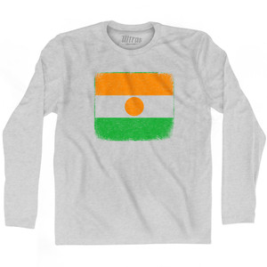 Niger Country Flag Adult Cotton Long Sleeve T-shirt - Grey Heather Niger Country Flag Adult Cotton Long Sleeve T-shirt - Grey Heather