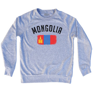 Mongolia Country Flag Heritage Adult Tri-Blend Sweatshirt - Heather Grey Mongolia Country Flag Heritage Adult Tri-Blend Sweatshirt - Heather Grey