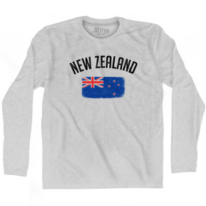 New Zealand Country Flag Heritage Adult Cotton Long Sleeve T-shirt - Grey Heather New Zealand Country Flag Heritage Adult Cotton Long Sleeve T-shirt - Grey Heather