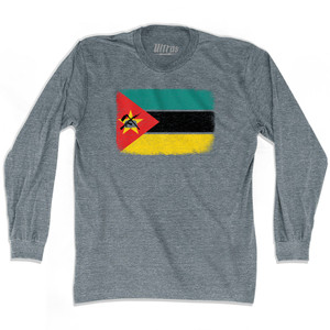 Mozambique Country Flag Adult Tri-Blend Long Sleeve T-shirt - Athletic Grey Mozambique Country Flag Adult Tri-Blend Long Sleeve T-shirt - Athletic Grey