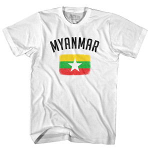 Myanmar Country Flag Heritage Womens Cotton Junior Cut T-Shirt - White Myanmar Country Flag Heritage Womens Cotton Junior Cut T-Shirt - White