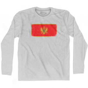 Montenegro Country Flag Adult Cotton Long Sleeve T-shirt - Grey Heather Montenegro Country Flag Adult Cotton Long Sleeve T-shirt - Grey Heather