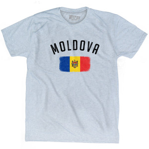 Moldova Country Flag Heritage Adult Tri-Blend T-shirt - Athletic White