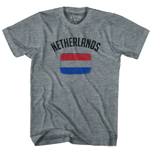 Netherlands Country Flag Heritage Adult Tri-Blend T-shirt - Athletic Grey Netherlands Country Flag Heritage Adult Tri-Blend T-shirt - Athletic Grey