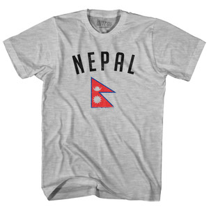 Nepal Country Flag Heritage Adult Cotton T-shirt - Grey Heather