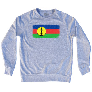 New Caledonia Country Flag Adult Tri-Blend Sweatshirt - Heather Grey New Caledonia Country Flag Adult Tri-Blend Sweatshirt - Heather Grey