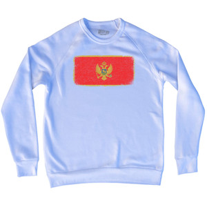 Montenegro Country Flag Adult Tri-Blend Sweatshirt - White