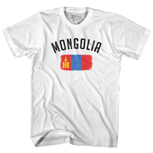 Mongolia Country Flag Heritage Adult Cotton T-shirt - White Mongolia Country Flag Heritage Adult Cotton T-shirt - White