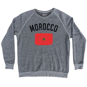 Morocco Country Flag Heritage Adult Tri-Blend Sweatshirt - Athletic Grey Morocco Country Flag Heritage Adult Tri-Blend Sweatshirt - Athletic Grey