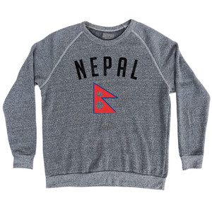 Nepal Country Flag Heritage Adult Tri-Blend Sweatshirt - Athletic Grey Nepal Country Flag Heritage Adult Tri-Blend Sweatshirt - Athletic Grey