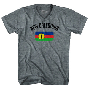 New Caledonia Country Flag Heritage Tri-Blend V-neck Womens Junior Cut T-shirt - Athletic Grey New Caledonia Country Flag Heritage Tri-Blend V-neck Womens Junior Cut T-shirt - Athletic Grey