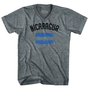 Nicaragua Country Flag Heritage Adult Tri-Blend V-neck T-shirt - Athletic Grey Nicaragua Country Flag Heritage Adult Tri-Blend V-neck T-shirt - Athletic Grey