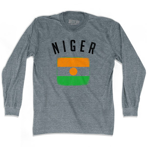 Niger Country Flag Heritage Adult Tri-Blend Long Sleeve T-shirt - Athletic Grey Niger Country Flag Heritage Adult Tri-Blend Long Sleeve T-shirt - Athletic Grey