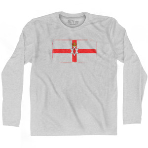Northern Ireland Country Flag Adult Cotton Long Sleeve T-shirt - Grey Heather Northern Ireland Country Flag Adult Cotton Long Sleeve T-shirt - Grey Heather