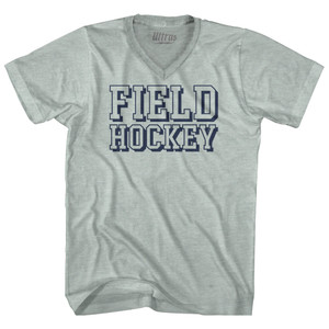 Field Hockey Adult Tri-Blend V-neck T-shirt - Athletic Cool Grey
