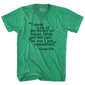 George Best Quote Soccer Adult Tri-Blend V-neck T-shirt - Athletic Green George Best Quote Soccer Adult Tri-Blend V-neck T-shirt - Athletic Green