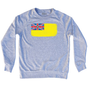 Niue Country Flag Adult Tri-Blend Sweatshirt - Heather Grey