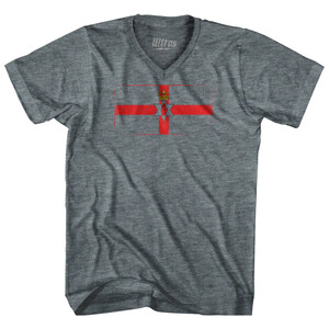 Northern Ireland Country Flag Tri-Blend V-neck Womens Junior Cut T-shirt - Athletic Grey Northern Ireland Country Flag Tri-Blend V-neck Womens Junior Cut T-shirt - Athletic Grey