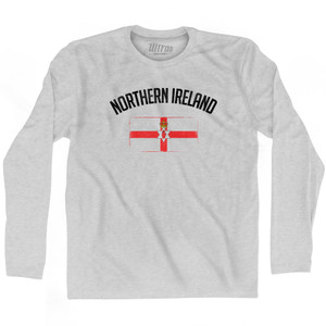 Northern Ireland Country Flag Heritage Adult Cotton Long Sleeve T-shirt - Grey Heather Northern Ireland Country Flag Heritage Adult Cotton Long Sleeve T-shirt - Grey Heather