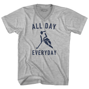 All Day Everyday Hockey Adult Tri-Blend V-neck T-shirt - Heather Grey
