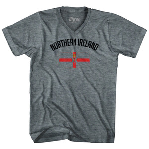 Northern Ireland Country Flag Heritage Adult Tri-Blend V-neck T-shirt - Athletic Grey Northern Ireland Country Flag Heritage Adult Tri-Blend V-neck T-shirt - Athletic Grey